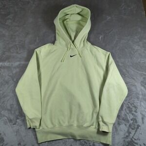 Nike Hoodie Womens Small Green Pullover Center Swoosh Embroidered Fleece Gym